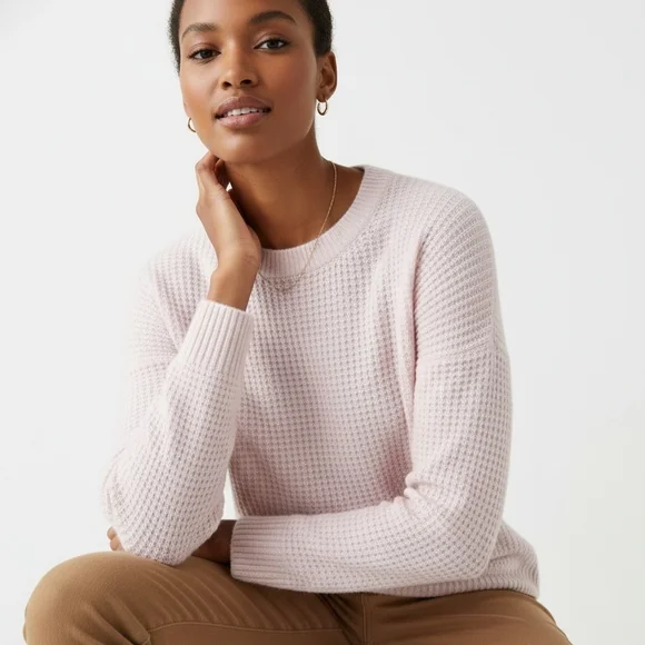 Authentic Autumn Pure Cashmere Pink Waffle Knit Sweater - Size S - Picture 10 of 14